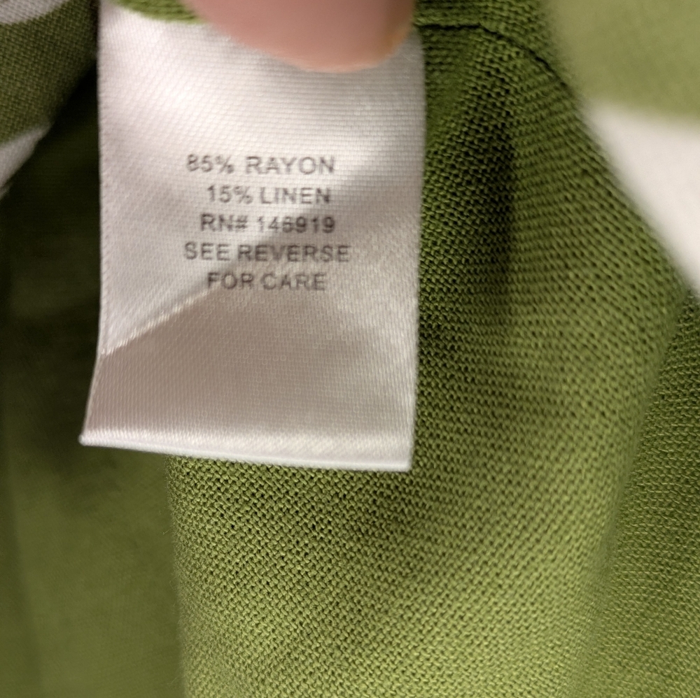 Rachel Roy Olive and White Linen Blend Sleeveless Top - Picture 4 of 4